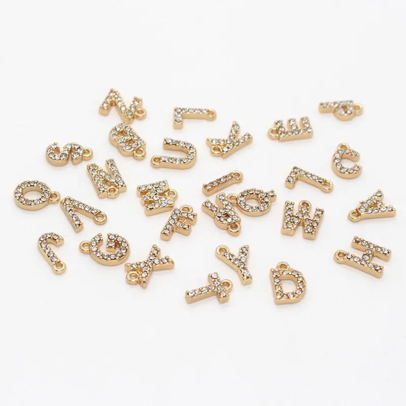 50pc Alphabet Letter Tag Charms Initial Jewelry Beads For Necklace DIY