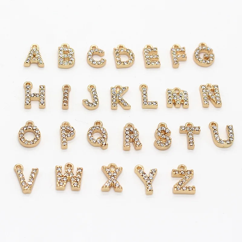 50pc Alphabet Letter Tag Charms Initial Jewelry Beads For Necklace DIY