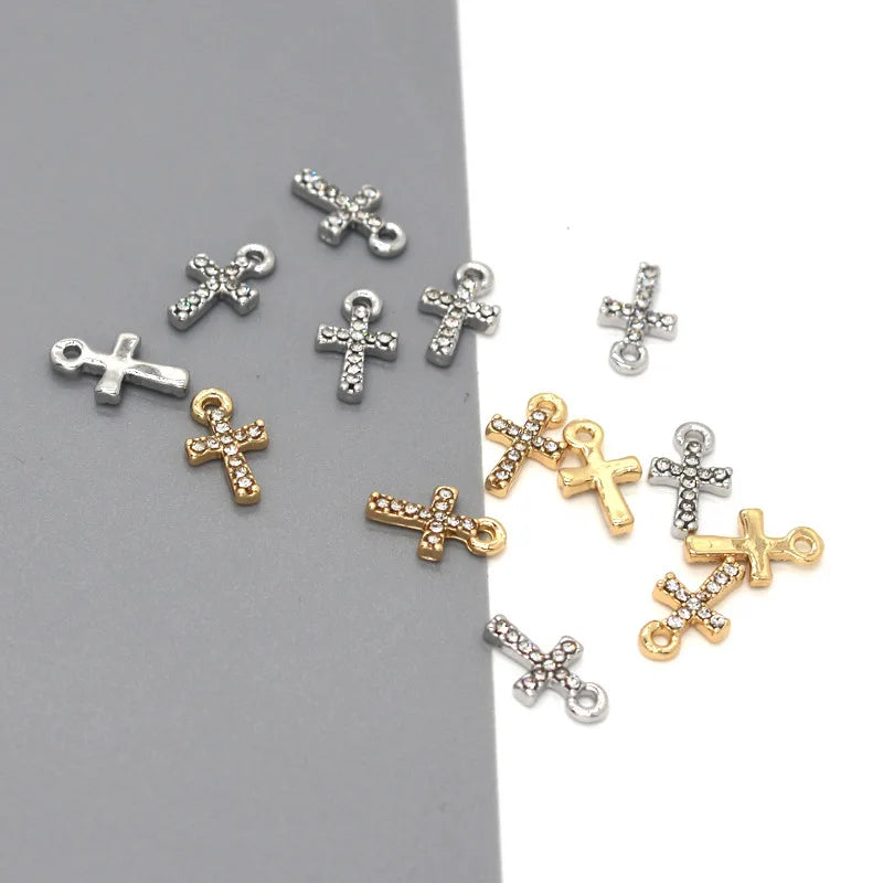 50pc Silver Alloy Cross Tag Charms for Jewelry DIY