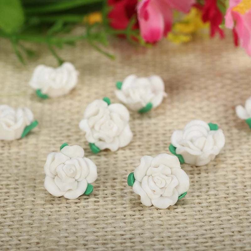 50pc 13mm Resin Rose Flowers Beads Diy Jewelry Making