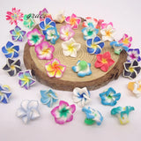 50pc 15mm Polymer Clay Plumeria Flower Beads Multicolor Mix DIY Jewelry Craft