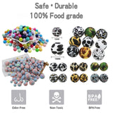 50pc Silicone Loose Baby Bead 12mm Chewable Teething Pacifier Chain Bracelet BPA