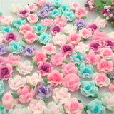 50pc 15mm Colorful Resin Polymerclay Flatback Rose Flower Beads Mixed