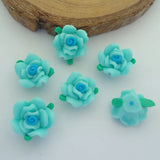 50pc 15mm Colorful Resin Polymerclay Flatback Rose Flower Beads Mixed