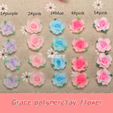 50pc 15mm Colorful Resin Polymerclay Flatback Rose Flower Beads Mixed