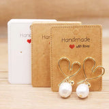 50pc Paper Earring Card 5x5cm/3x3cm Brown/White DIY Jewelry Card