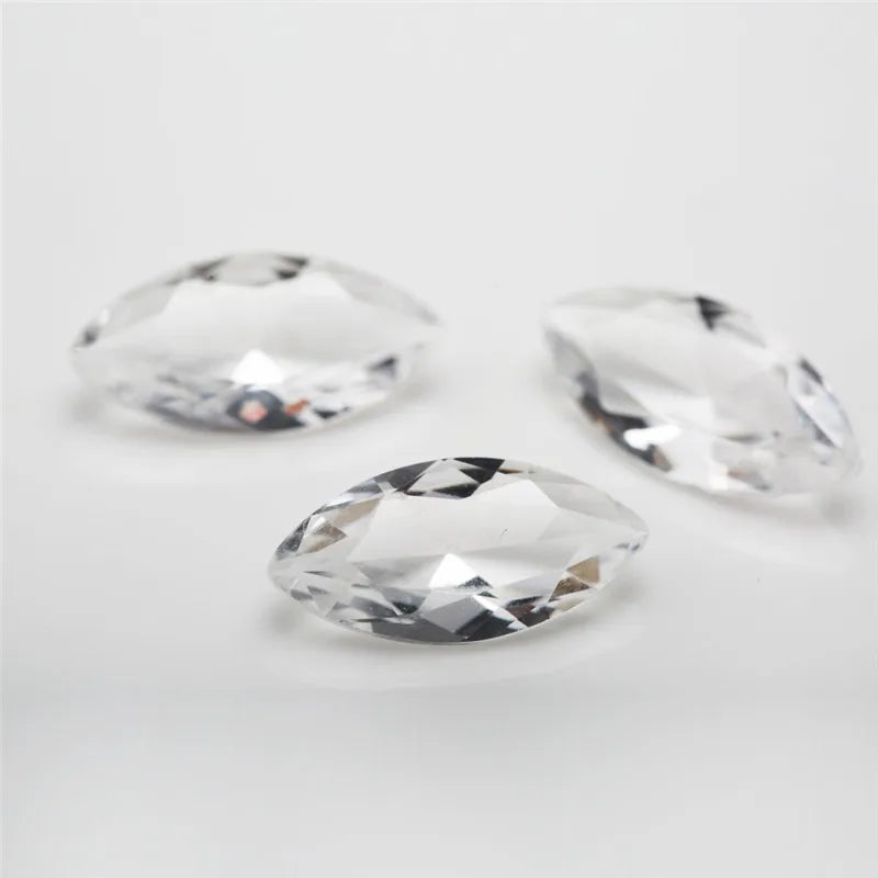 50pcs Marquise Shape Loose Glass Stone Red Green 1.5x3~8x16mm