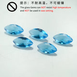 50pcs Marquise Shape Loose Glass Stone Red Green 1.5x3~8x16mm