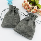 50pcs 10*14cm Gray Jute Bag Small Gift Bag Incense Storage Linen Bag