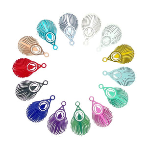 50pcs Colorful Stainless Steel Peacock Feather Charms DIY Accessories