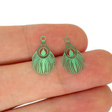 50pcs Colorful Stainless Steel Peacock Feather Charms DIY Accessories