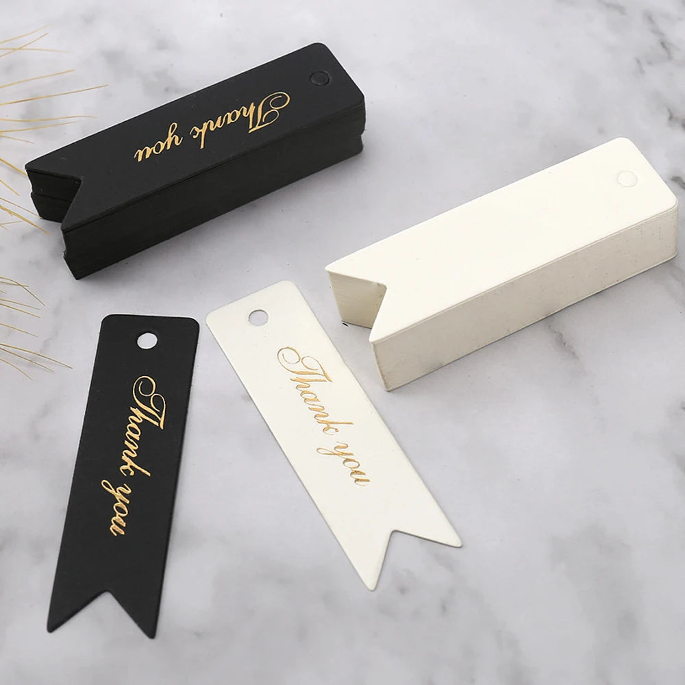 50/100pcs Thank You Paper Card Tags Hang Tag Label Paper Card Gift Wrapping Tags