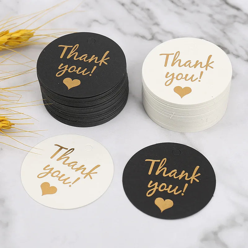 50/100pcs Thank You Paper Card Tags Hang Tag Label Paper Card Gift Wrapping Tags