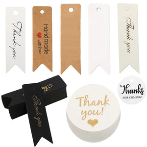 50/100pcs Thank You Paper Card Tags Hang Tag Label Paper Card Gift Wrapping Tags