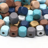 50pcs 10mm Square Wooden Beads for DIY Jewelry Making Accessories