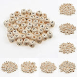50pcs 10mm Natural 26 Letter Wooden Beads Alphabet Spacer Square Beads