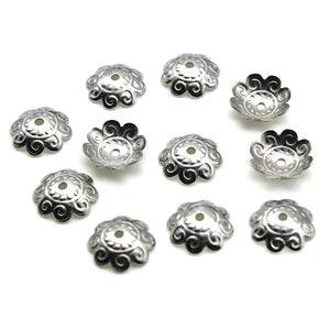 50pcs 10mm Stainless Steel Pearl Beads End Caps Flower Spacer for Jewelry DIY