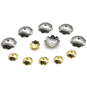 50pcs 10mm Stainless Steel Pearl Beads End Caps Flower Spacer for Jewelry DIY