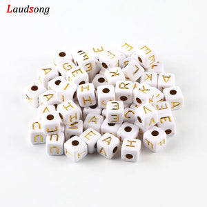 50pcs Acrylic Letter Beads Square Spacer Alphabet For Jewelry Making