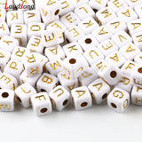 50pcs Acrylic Letter Beads Square Spacer Alphabet For Jewelry Making