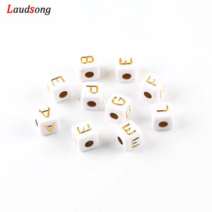 50pcs Acrylic Letter Beads Square Spacer Alphabet For Jewelry Making