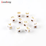 50pcs Acrylic Letter Beads Square Spacer Alphabet For Jewelry Making