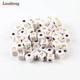 50pcs Acrylic Letter Beads Square Spacer Alphabet For Jewelry Making