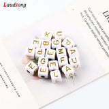 50pcs Acrylic Letter Beads Square Spacer Alphabet For Jewelry Making