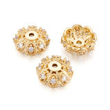 50pcs Brass Bead Caps End Cap Micro Pave Cubic Zirconia for Jewelry Making