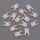 50pcs 11*20mm Enamel Rabbit Charms for DIY Jewelry Making
