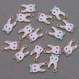 50pcs 11*20mm Enamel Rabbit Charms for DIY Jewelry Making