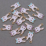 50pcs 11*20mm Enamel Rabbit Charms for DIY Jewelry Making