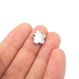 50pcs 11.5x11mm 5 Petals Flower Stainless Steel Blank Tag Pendant Bulk