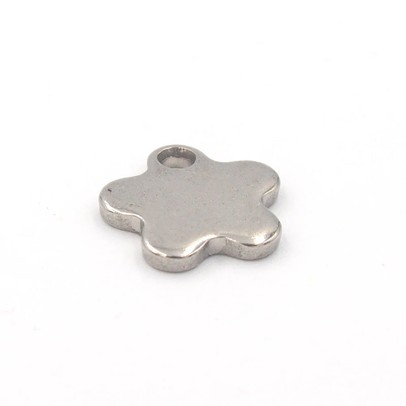 50pcs Stainless Steel Flower Shape Blank Tags 11.5x11mm Pendant Bulk