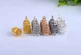 50pcs Mini Hollow Bird Cage Charm Necklace Pendant DIY Jewelry