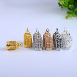 50pcs Mini Hollow Bird Cage Charm Necklace Pendant DIY Jewelry