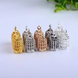 50pcs Mini Hollow Bird Cage Charm Necklace Pendant DIY Jewelry