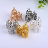 50pcs Mini Hollow Bird Cage Charm Necklace Pendant DIY Jewelry
