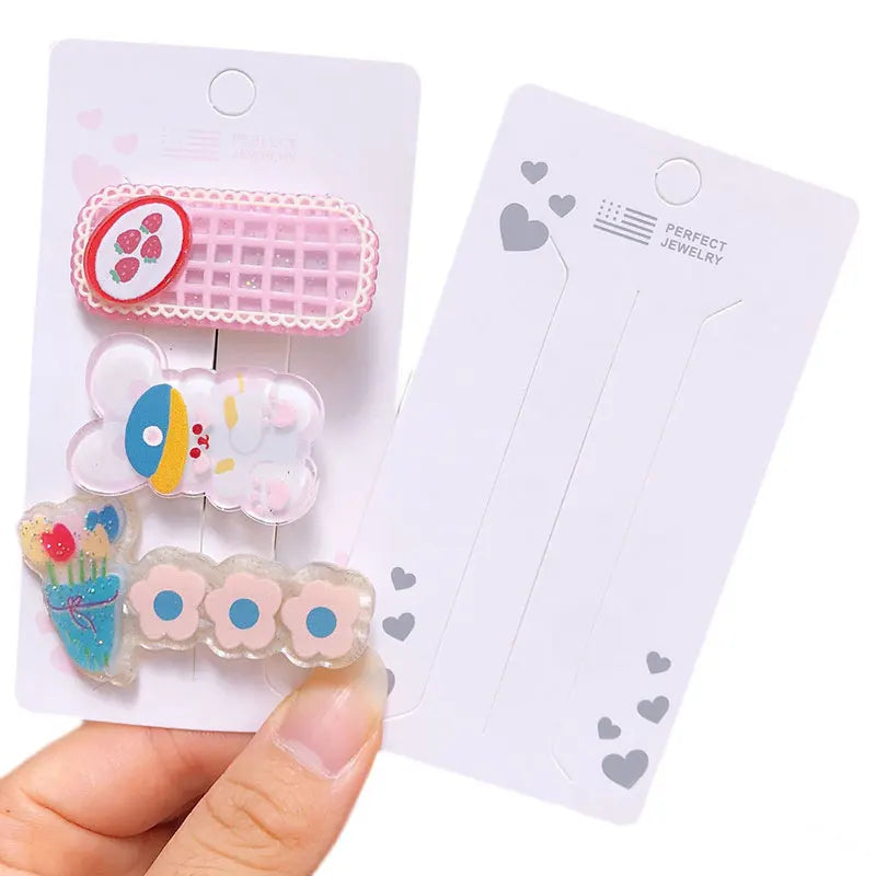 50pcs Hairclips Display Paper Cards Heart Tag for Hairpin Jewelry Packaging