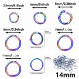 50pcs Stainless Steel Jump Rings Rainbow Charms Jewelry Making Accessory