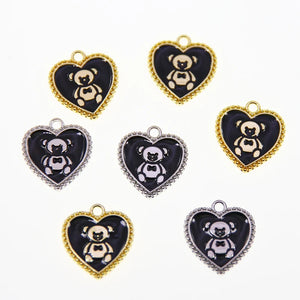 50pcs Love Bear Enamel Charms for DIY Necklaces and Bracelets