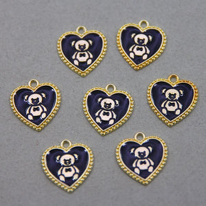 50pcs Love Bear Enamel Charms for DIY Necklaces and Bracelets