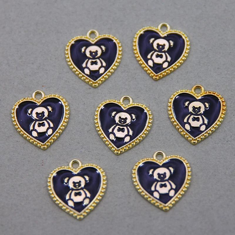 50pcs Love Bear Enamel Charms for DIY Necklaces and Bracelets