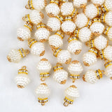 50pcs 12mm Faux Pearl Charms Rhinestone Pendant for Earring DIY Jewelry