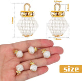 50pcs 12mm Faux Pearl Charms Rhinestone Pendant for Earring DIY Jewelry