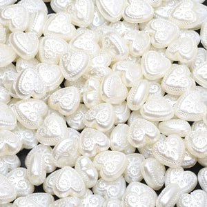 50pcs 12mm Heart Acrylic Spacer Beads DIY Pearl Style Jewelry Accessories