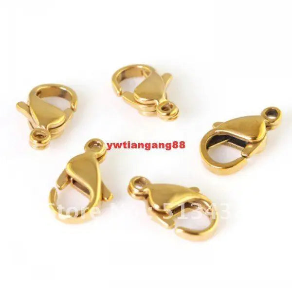 50pcs 12mm Stainless Steel Lobster Clasps Gold-Plated Hooks Jewelry DIY