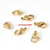 50pcs 12mm Stainless Steel Lobster Clasps Gold-Plated Hooks Jewelry DIY