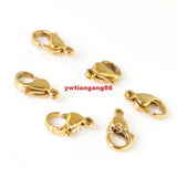 50pcs 12mm Stainless Steel Lobster Clasps Gold-Plated Hooks Jewelry DIY