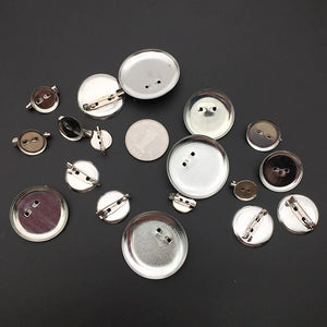 50pcs Round Disc Brooch Buckle Blanks with Pin Clip Base for DIY Jewelry Making